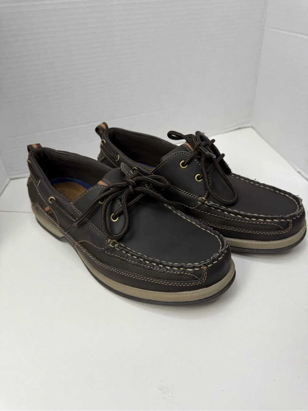 Men's Brown Leather Boat Shoes - Lace-Up Casual Comfort